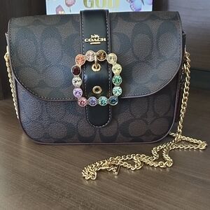 Coach Brown Crossbody Bag with Gold Accents